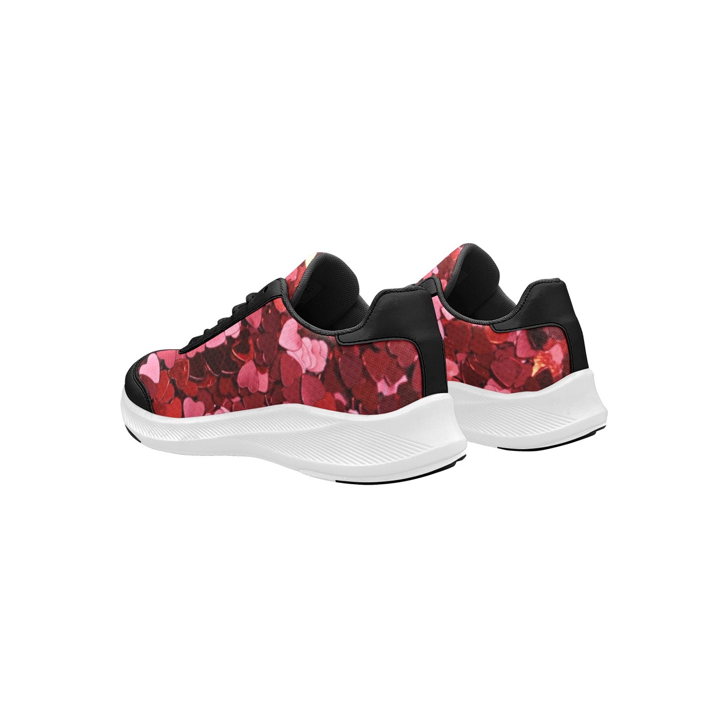 Women's Mudguard Running Shoes Red to Pink Hearts Athletic Footwear