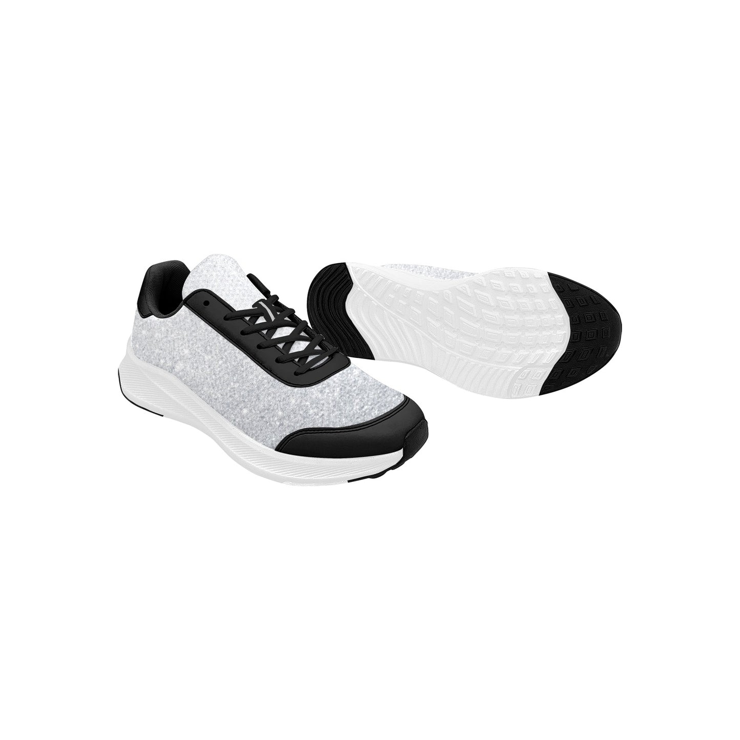 Silver Glitter Print Women's Mudguard Running Shoes Athletic Footwear