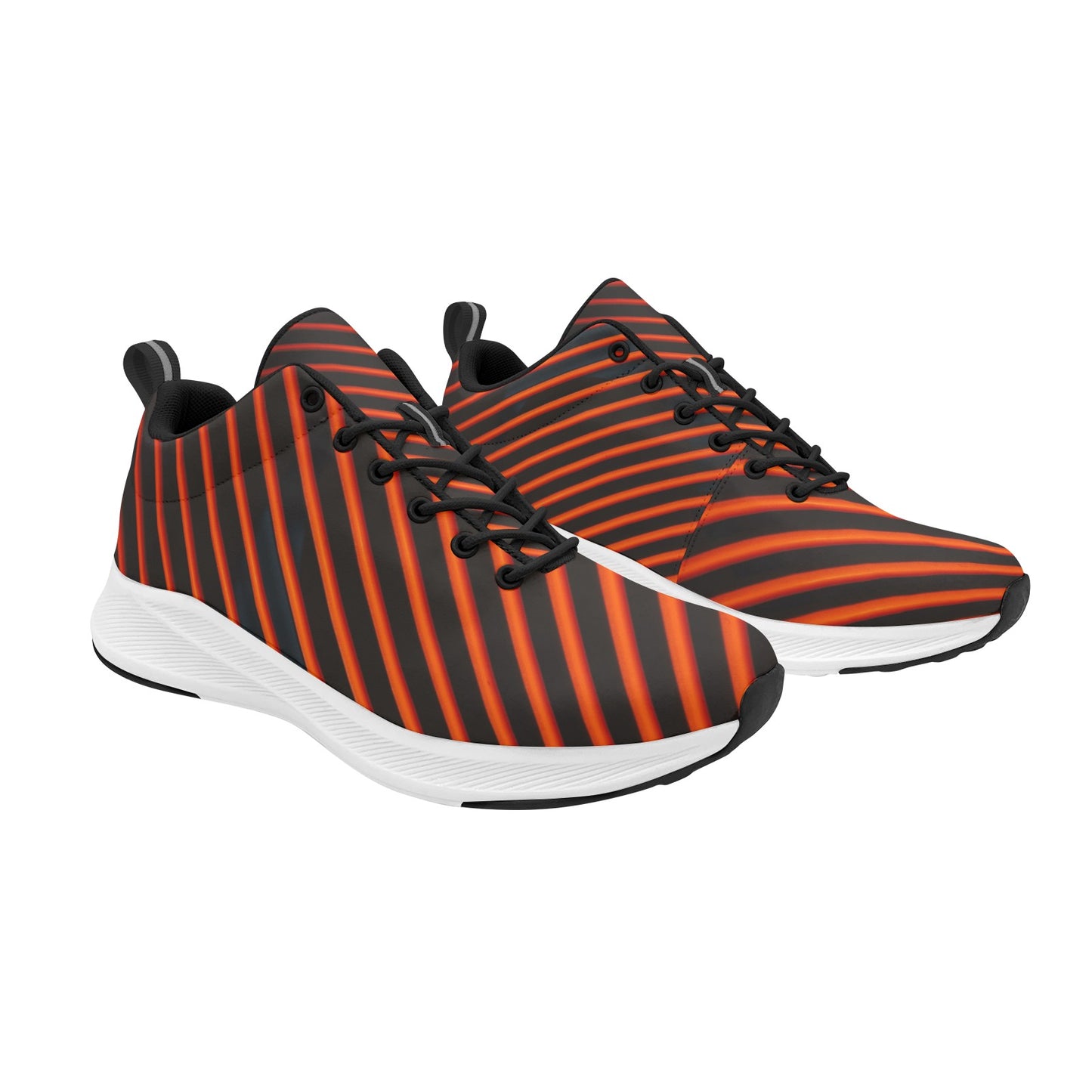 Women's Bright Red Black Striped Running Shoes Athletic Sneakers
