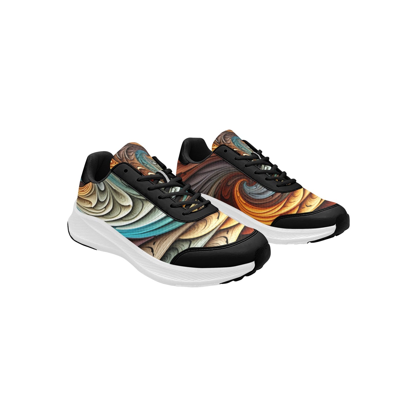 Multicolored Fractal Swirling Women's Mudguard Running Shoes