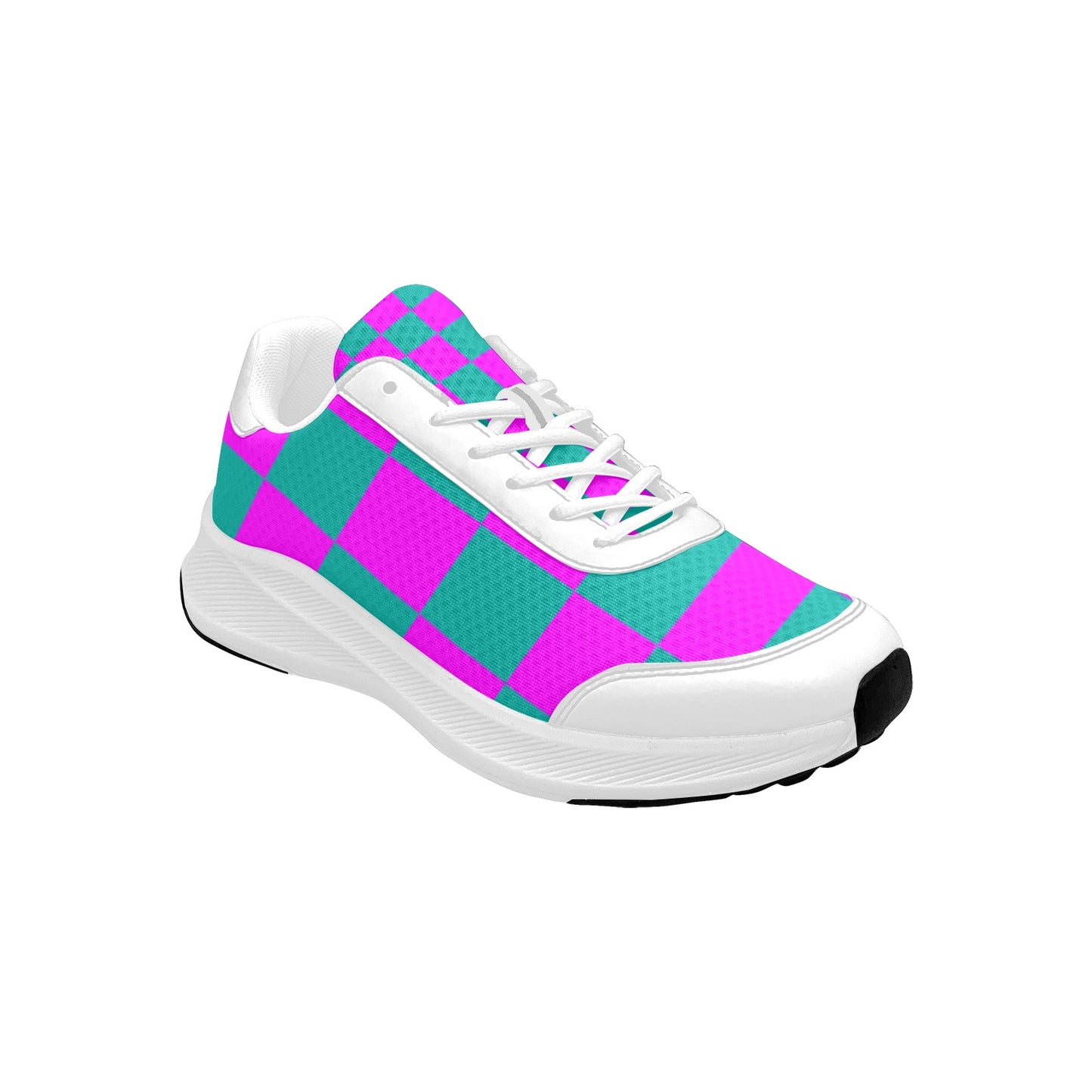 Women's Vibrant Pink Green Squared Mudguard Running Shoes Athletic