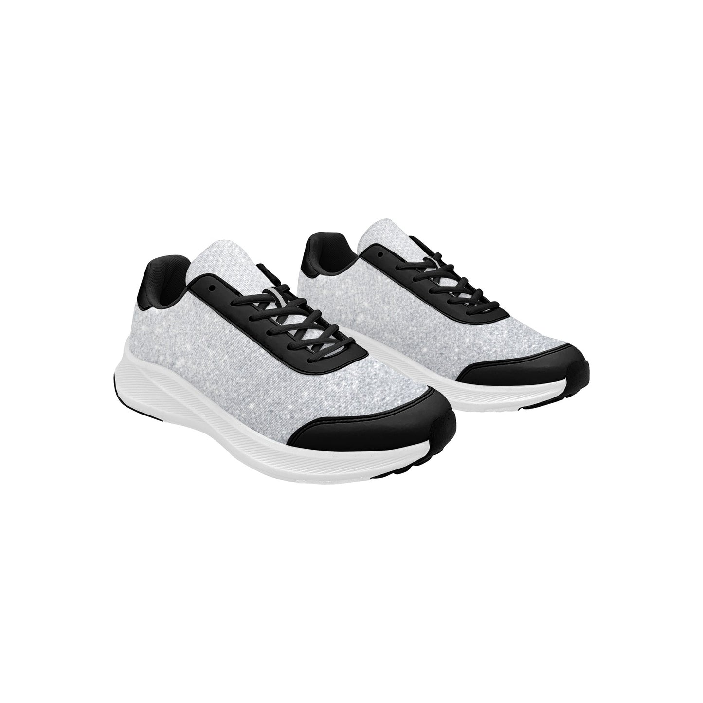 Silver Glitter Print Women's Mudguard Running Shoes Athletic Footwear
