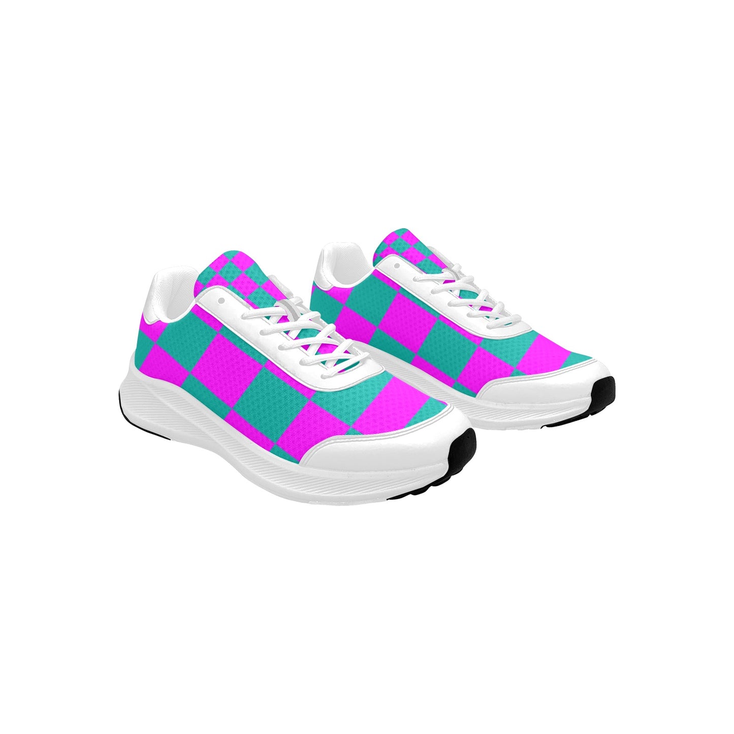 Women's Vibrant Pink Green Squared Mudguard Running Shoes Athletic