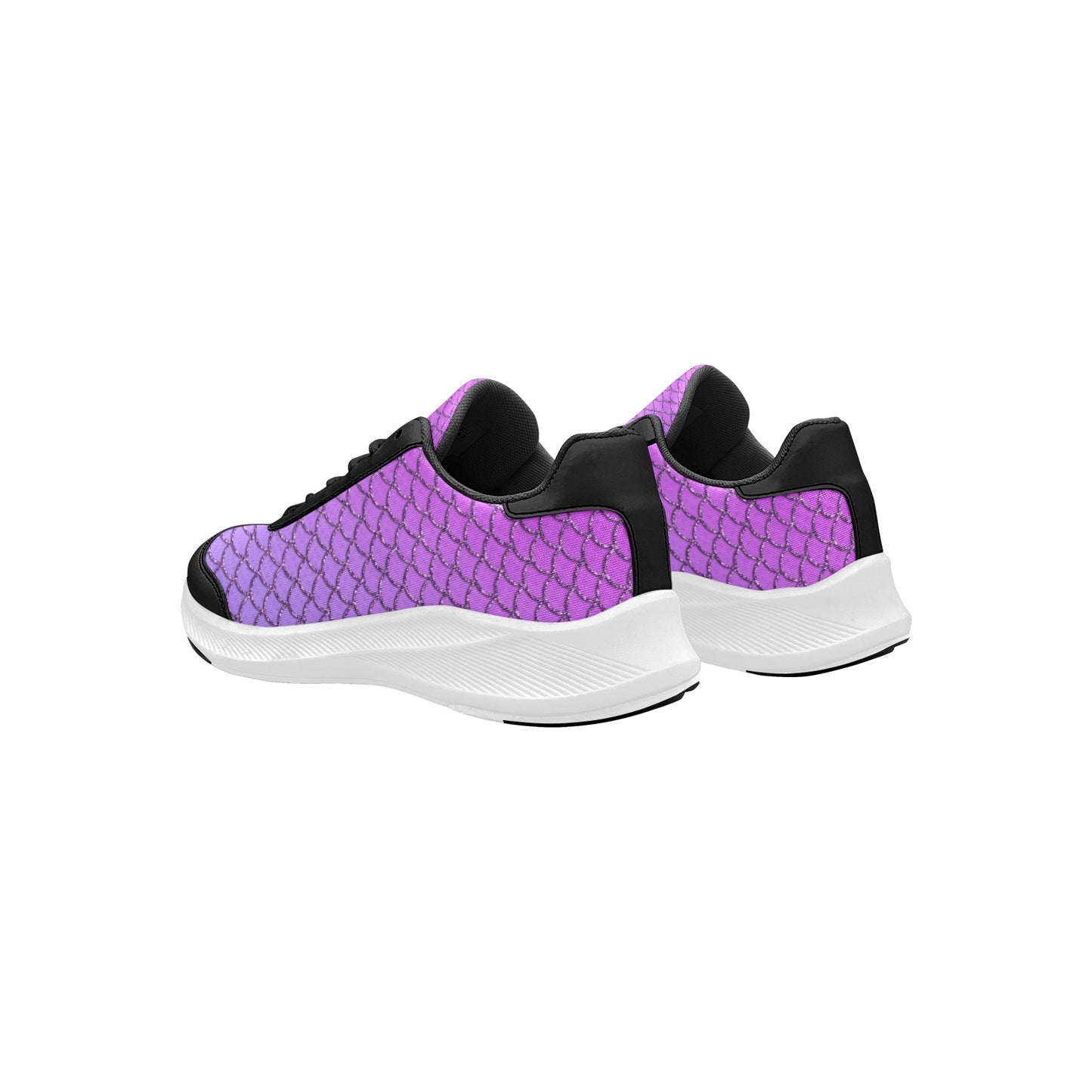 Purple Gold Scallop Print Women's Mudguard Running Shoes Athletic