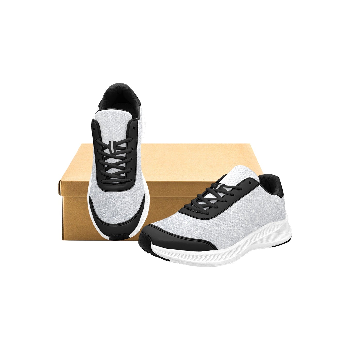 Silver Glitter Print Women's Mudguard Running Shoes Athletic Footwear