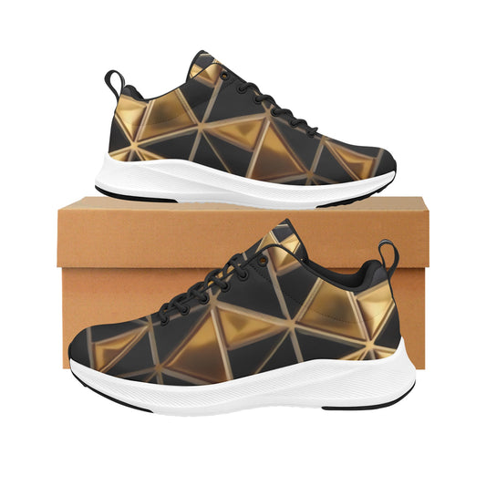 Gold Black Triangles Women's Running Shoes Athletic Footwear