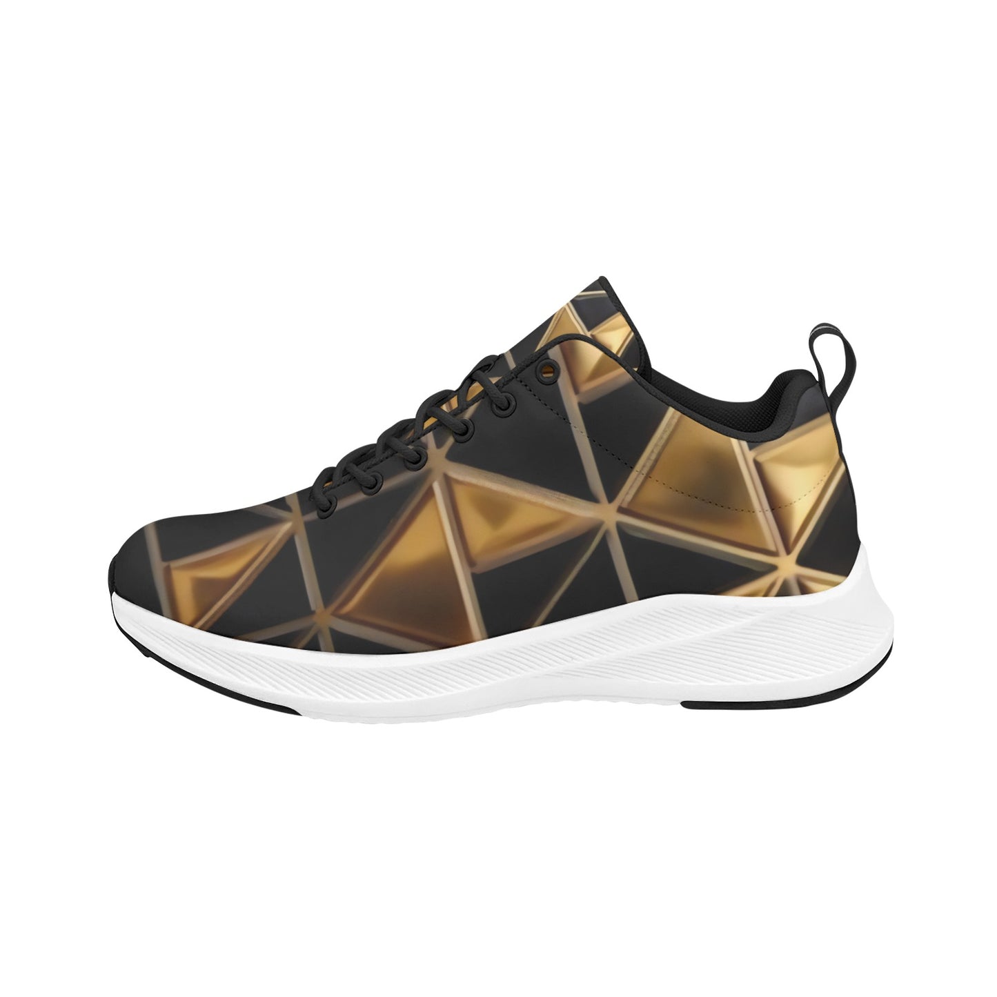 Gold Black Triangles Women's Running Shoes Athletic Footwear