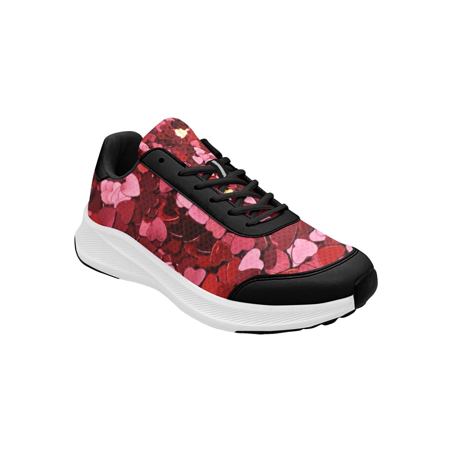 Women's Mudguard Running Shoes Red to Pink Hearts Athletic Footwear