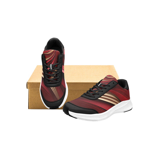 Red Gold Satin Print Women's Mudguard Running Shoes Athletic
