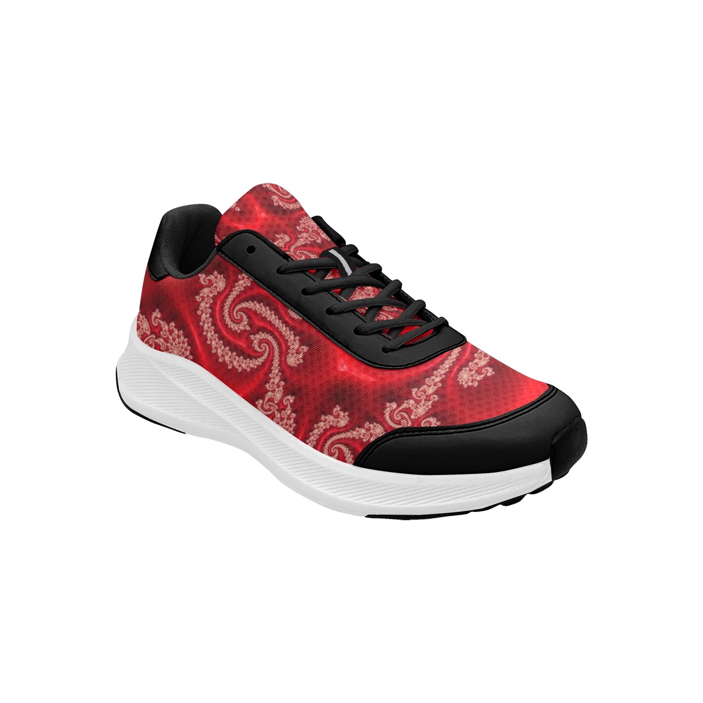 Rich Red Satin Print Women's Mudguard Running Shoes Athletic Footwear