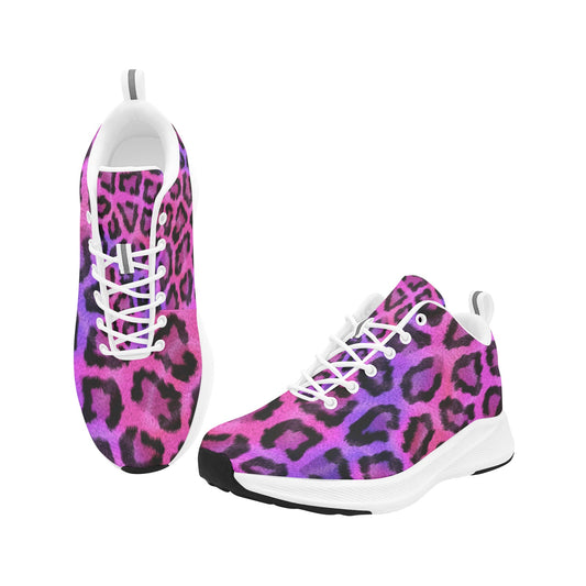 Pink Black Leopard Skin Print Women's Running Shoes Athletic Footwear