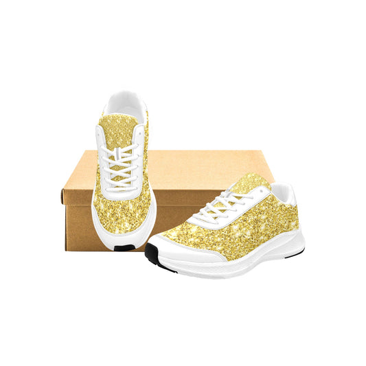 Yellow White Glitter Women's Mudguard Running Shoes Athletic Footwear