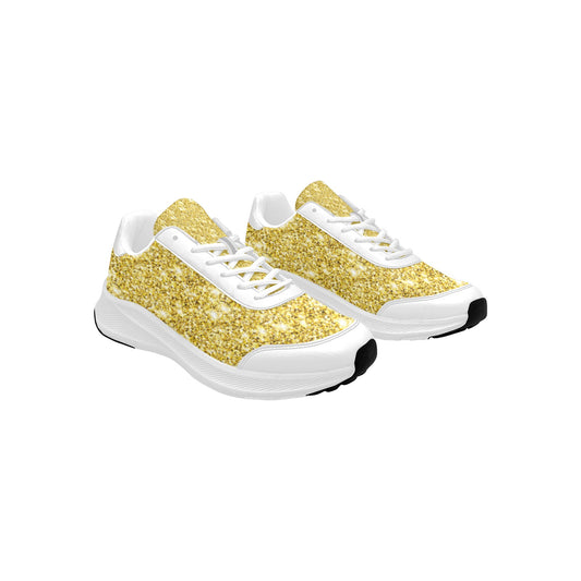 Yellow White Glitter Women's Mudguard Running Shoes Athletic Footwear