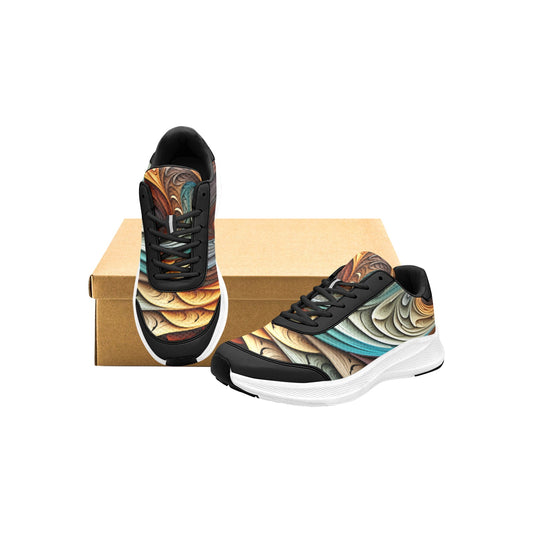 Multicolored Fractal Swirling Women's Mudguard Running Shoes
