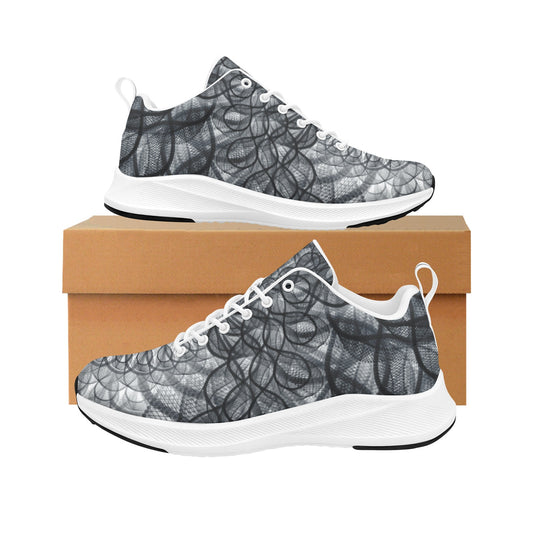 Black Fishnet Swirls Women's Running Shoes Athletic Footwear