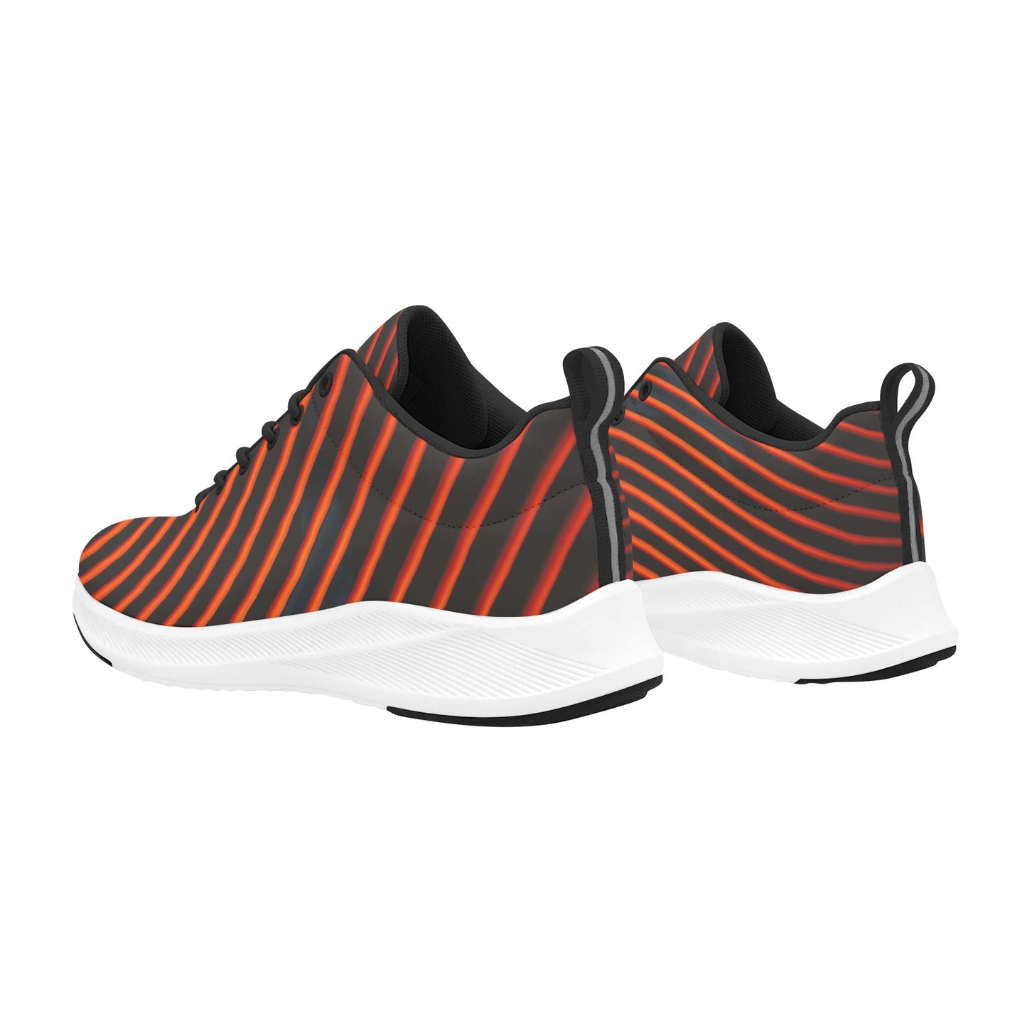 Women's Bright Red Black Striped Running Shoes Athletic Sneakers