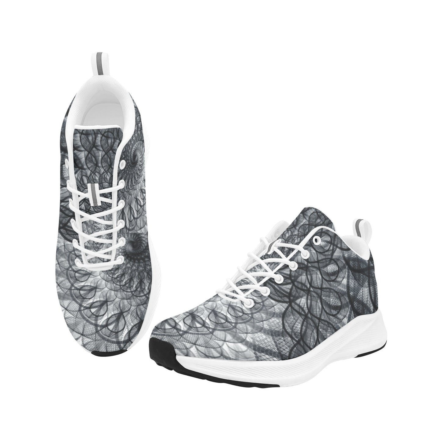 Black Fishnet Swirls Women's Running Shoes Athletic Footwear