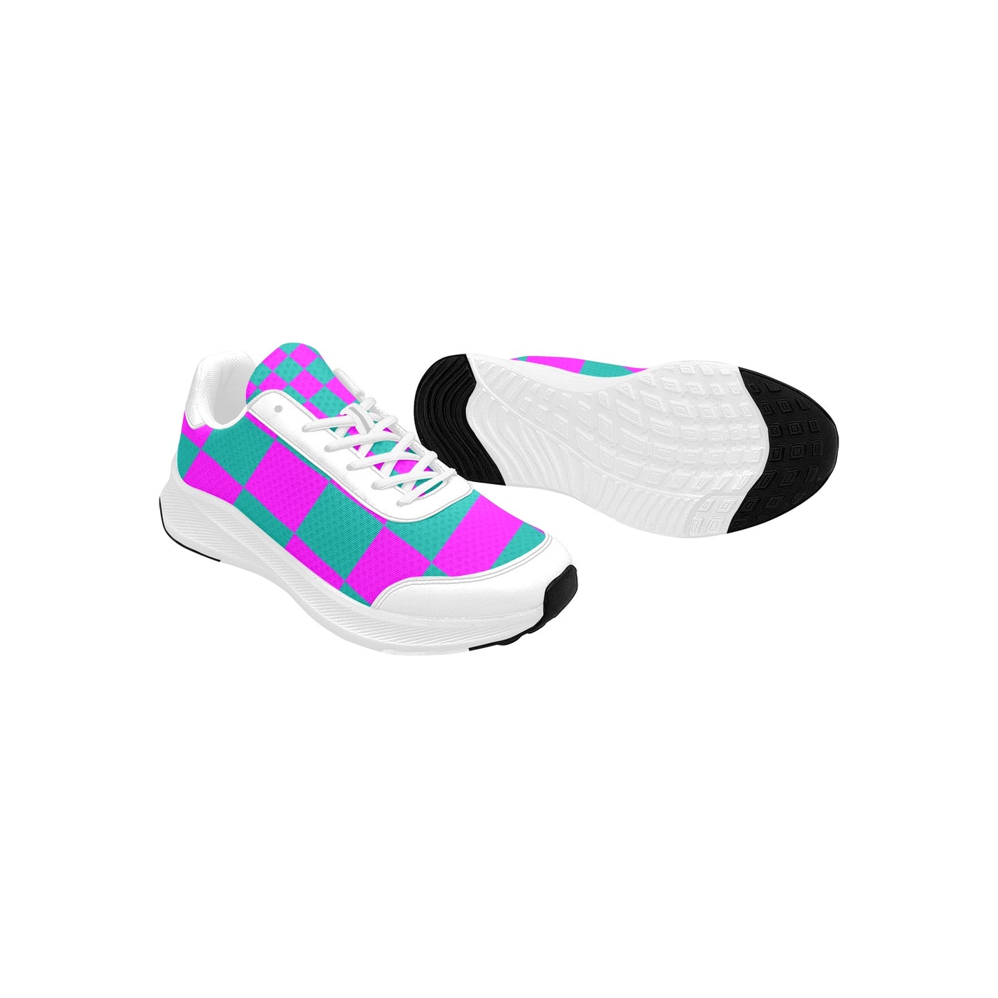 Women's Vibrant Pink Green Squared Mudguard Running Shoes Athletic