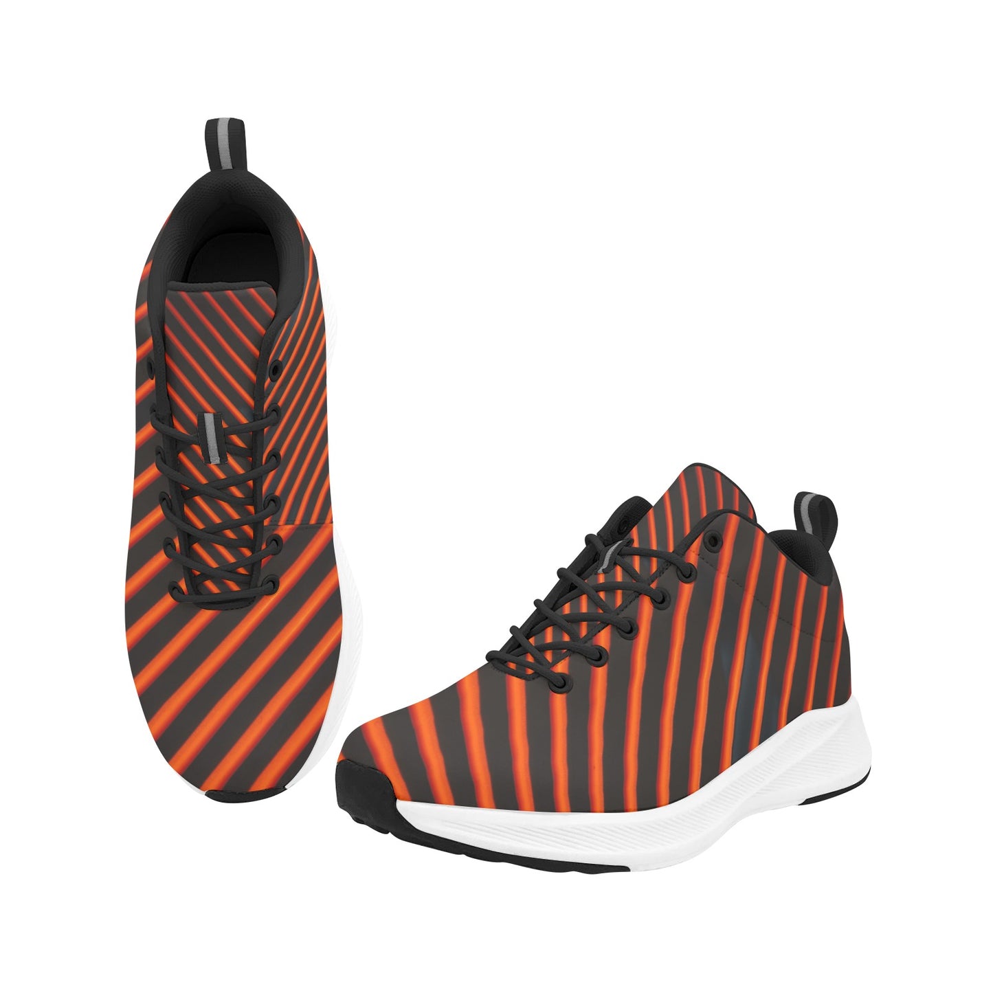 Women's Bright Red Black Striped Running Shoes Athletic Sneakers