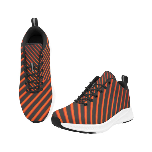 Women's Bright Red Black Striped Running Shoes Athletic Sneakers