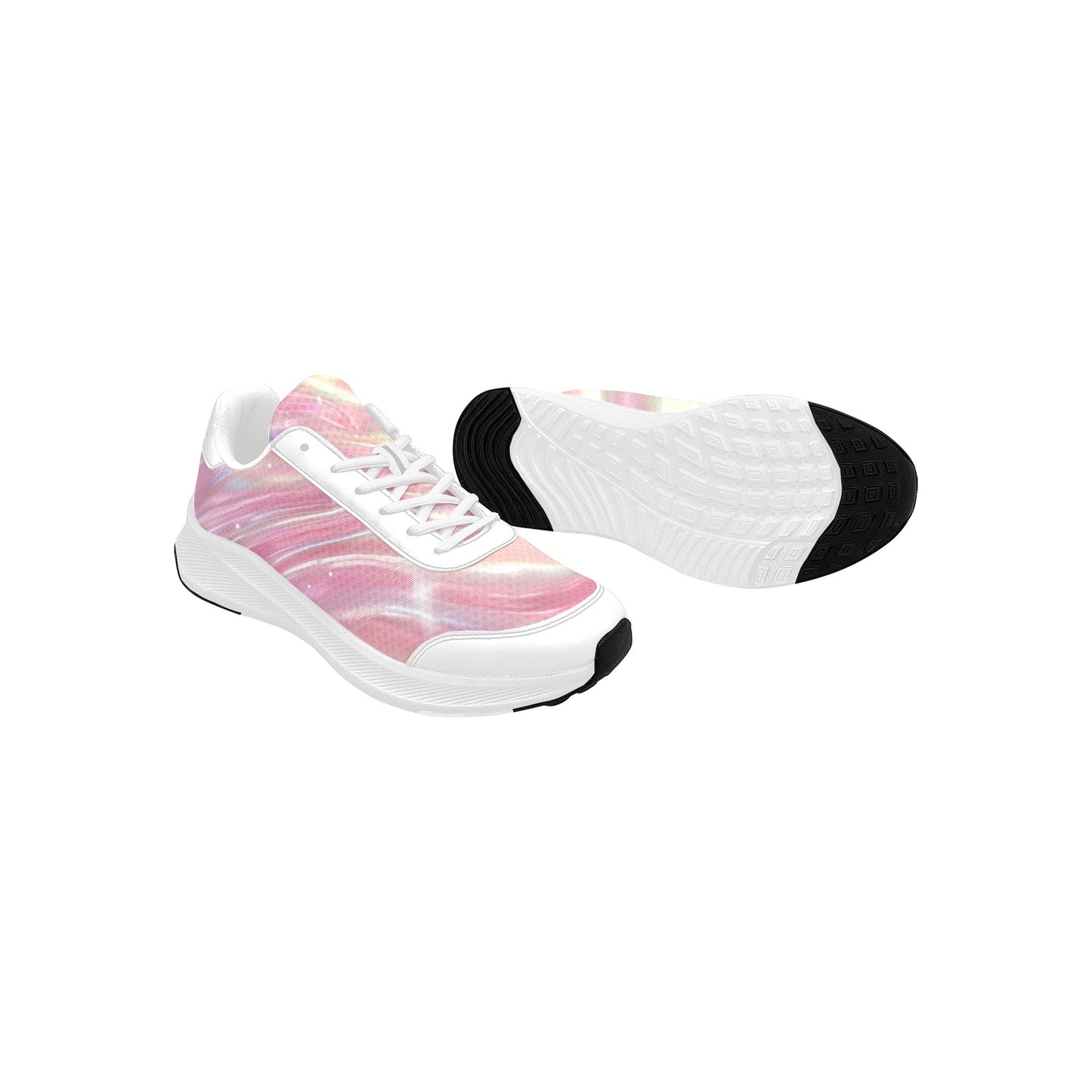 Women's Mudguard Running Shoes Holographic Rose Gold Waves Athletic