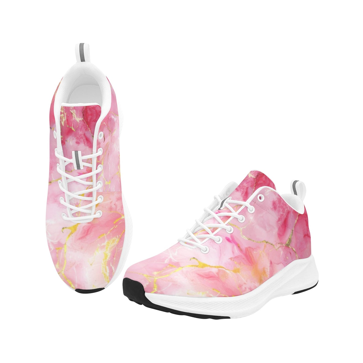 Women's Pink Gold Veined Running Shoes Athletic Footwear Comfort