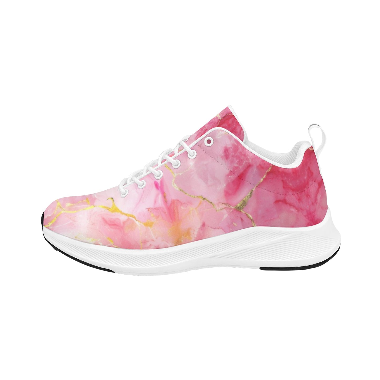 Women's Pink Gold Veined Running Shoes Athletic Footwear Comfort