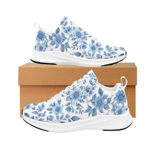 Women's Light Blue Floral Designed Running Shoes Athletic Footwear