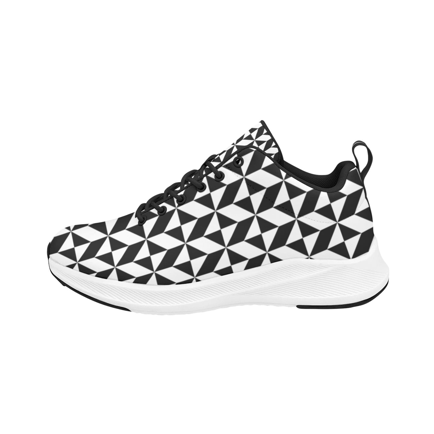 Black White Half Squared Blocks Women's Running Shoes Athletic Footwear