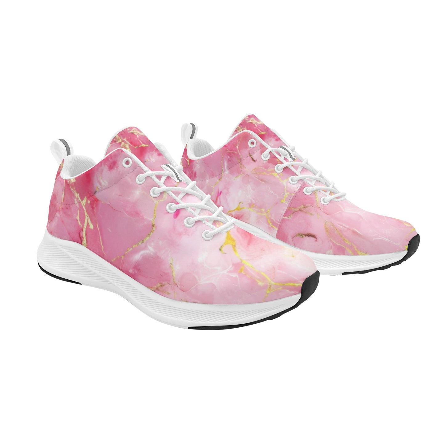 Women's Pink Gold Veined Running Shoes Athletic Footwear Comfort