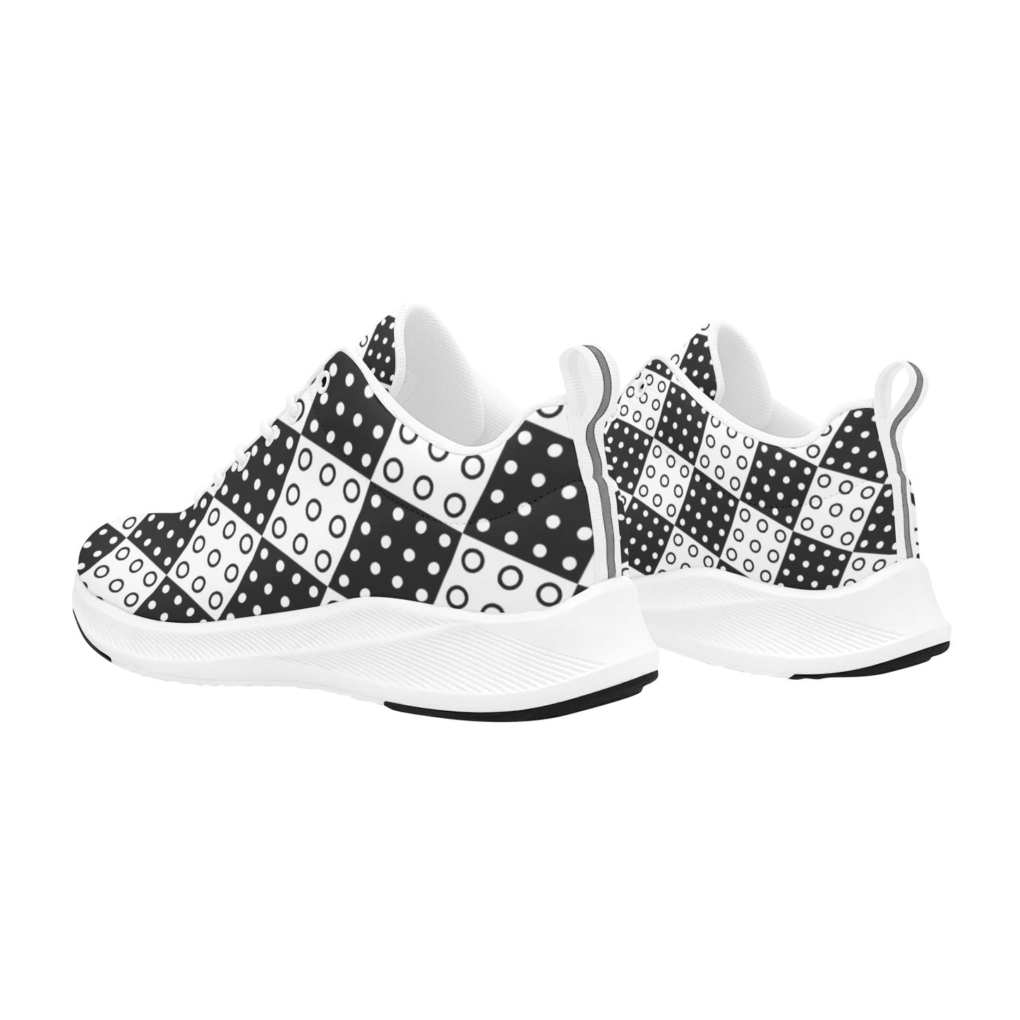 Black White Dotted Squares Women's Running Shoes Athletic Footwear