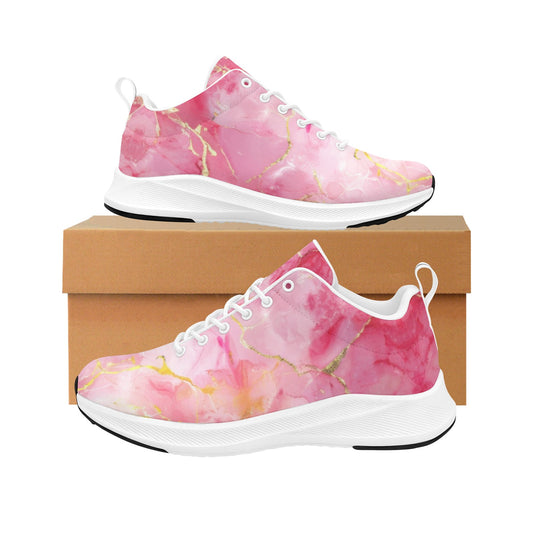 Women's Pink Gold Veined Running Shoes Athletic Footwear Comfort