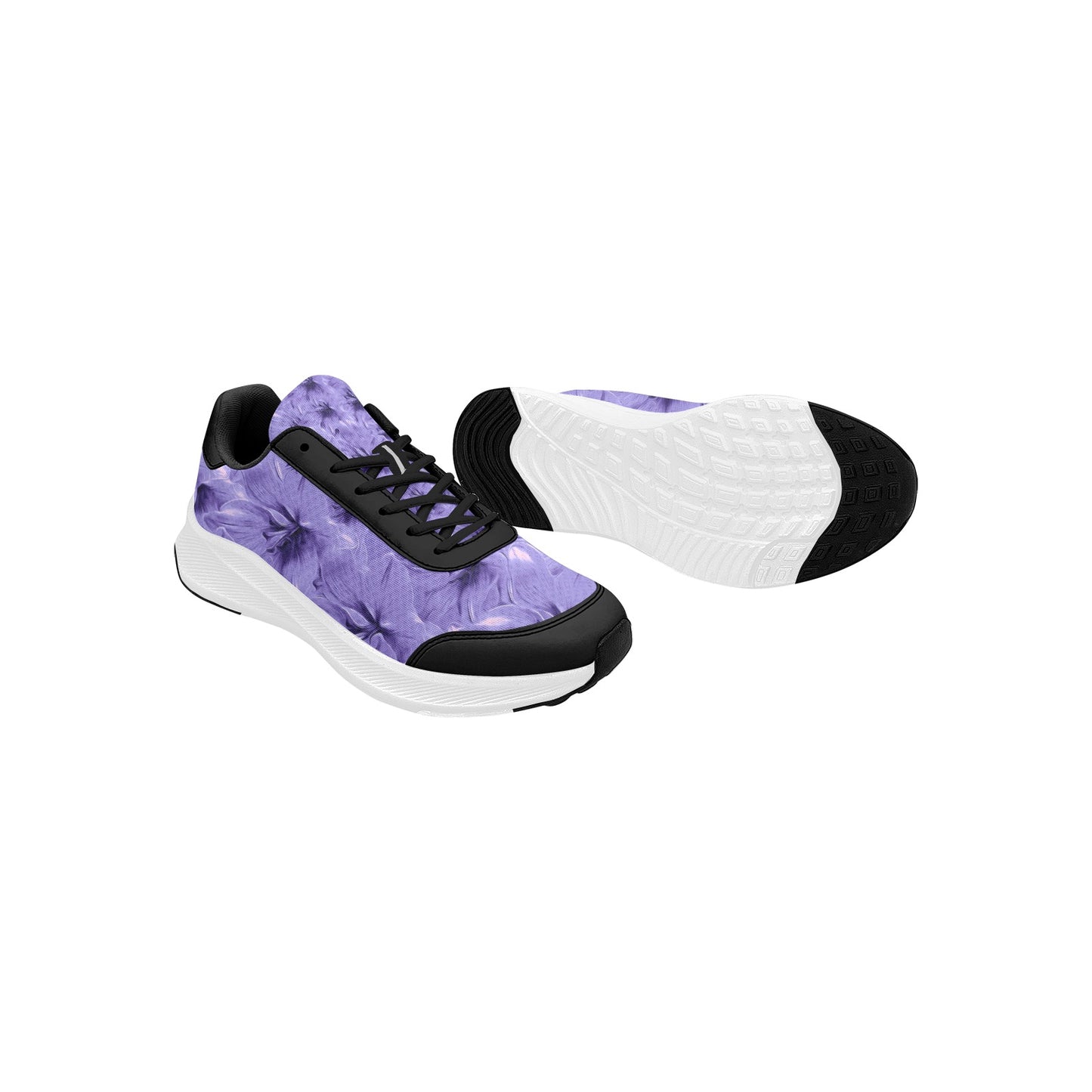 Women's Purple Violet Flowers Mudguard Running Shoes Athletic Sport