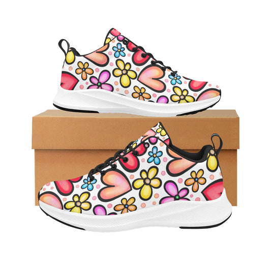 Women's Multi Colored Hearts Flowers Running Shoes Athletic Footwear