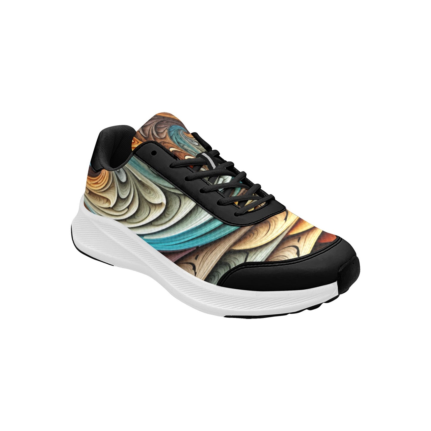 Multicolored Fractal Swirling Women's Mudguard Running Shoes