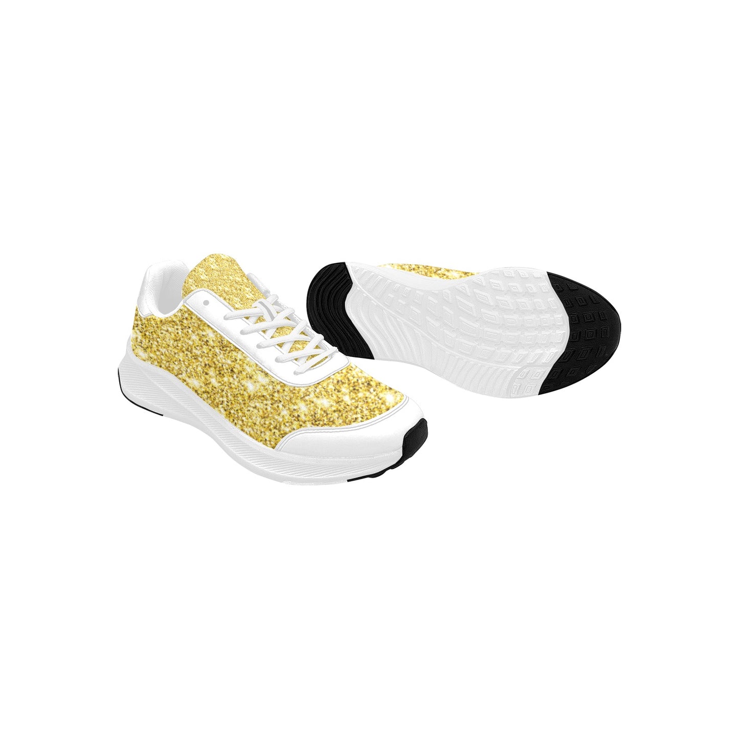 Yellow White Glitter Women's Mudguard Running Shoes Athletic Footwear