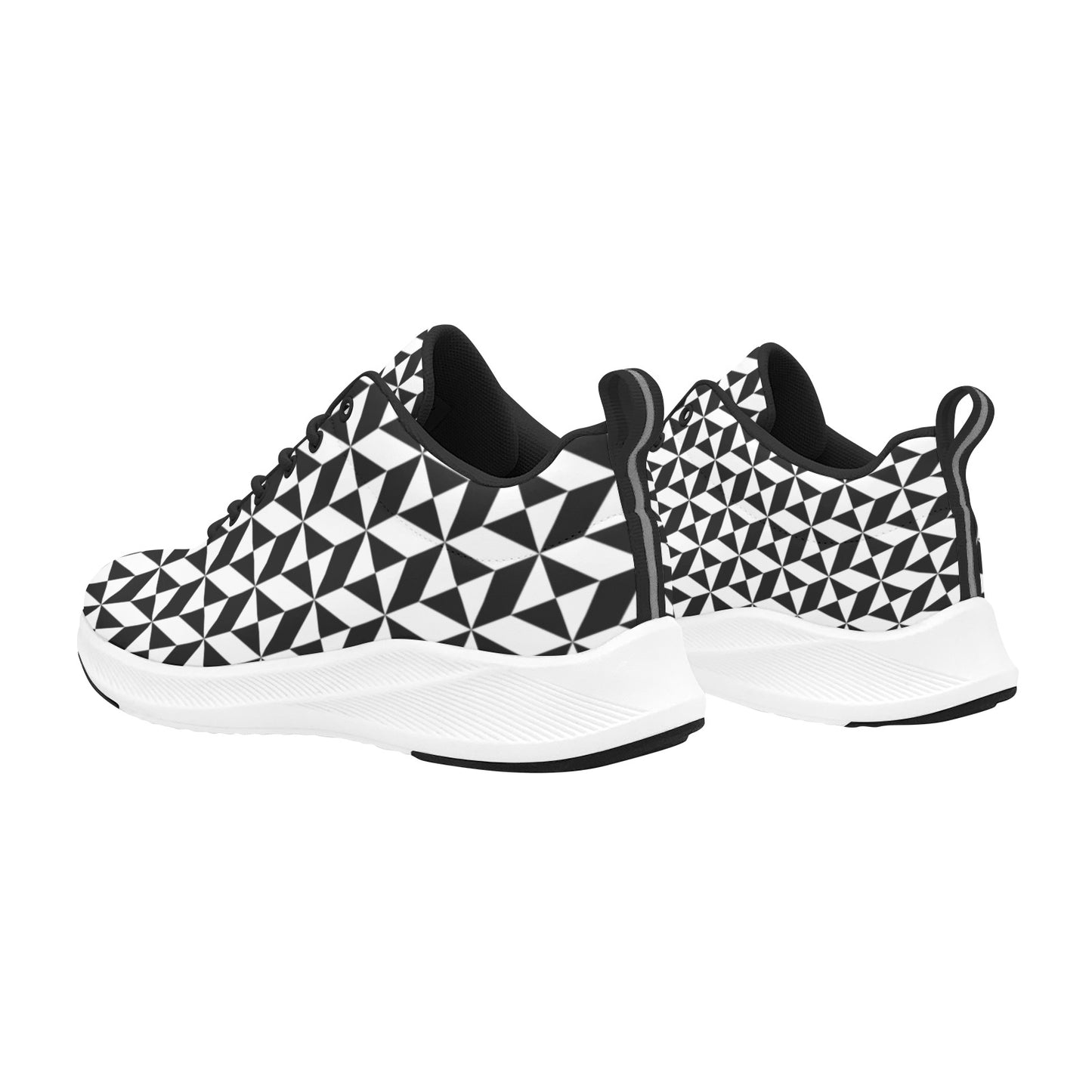 Black White Half Squared Blocks Women's Running Shoes Athletic Footwear