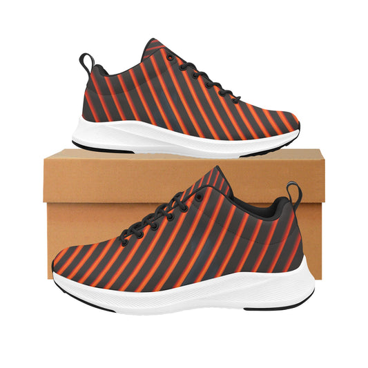 Women's Bright Red Black Striped Running Shoes Athletic Sneakers