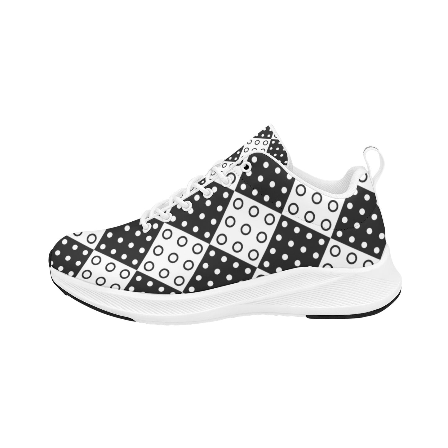 Black White Dotted Squares Women's Running Shoes Athletic Footwear