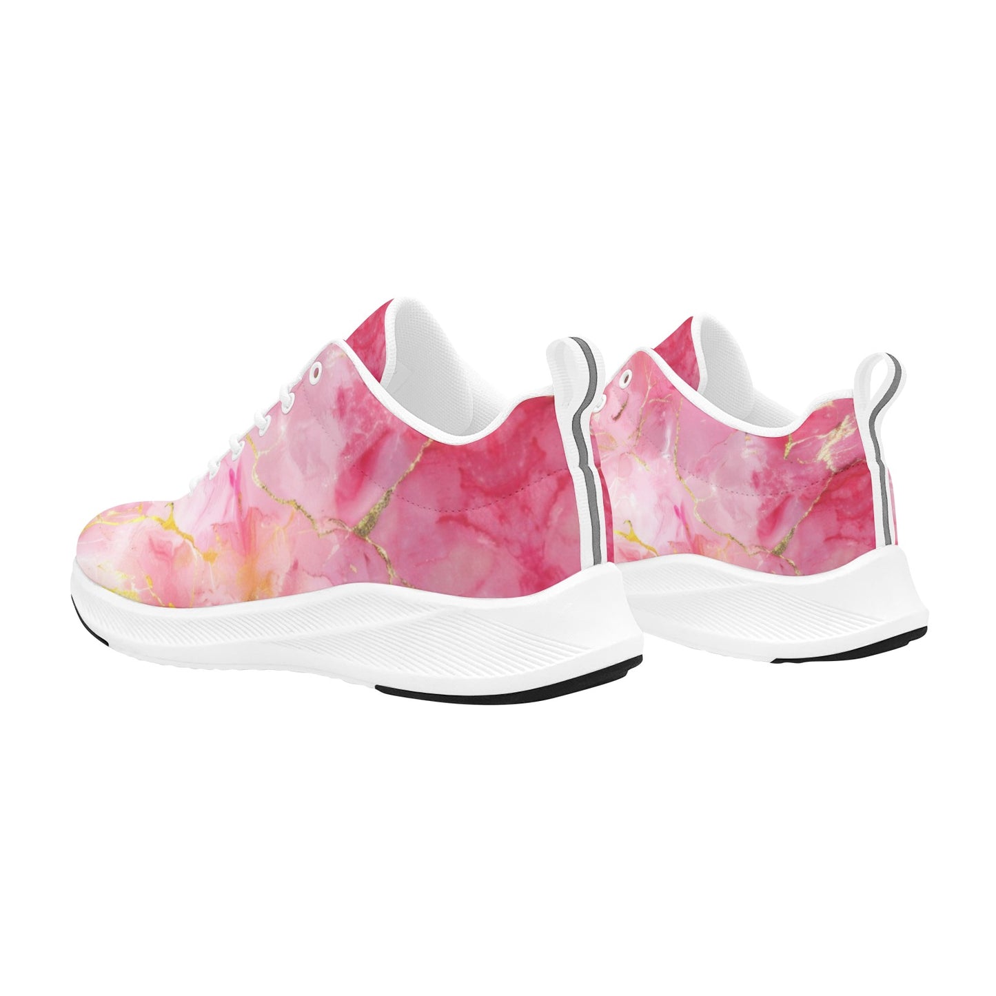 Women's Pink Gold Veined Running Shoes Athletic Footwear Comfort