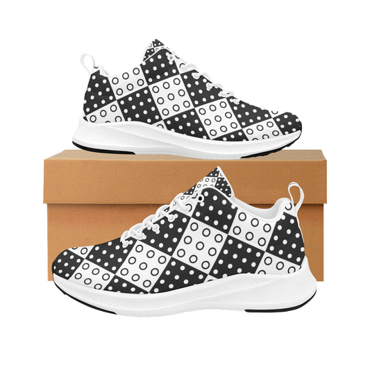 Black White Dotted Squares Women's Running Shoes Athletic Footwear
