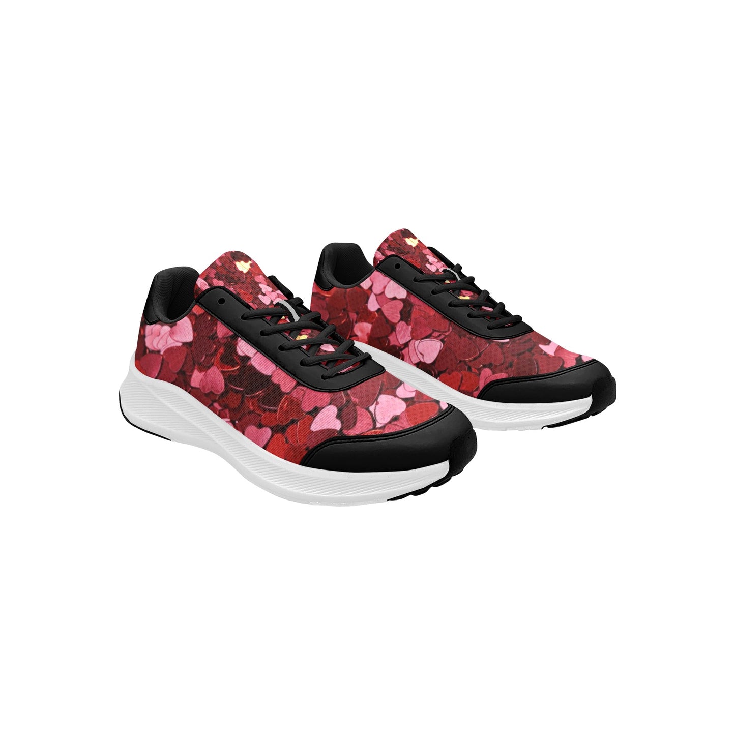 Women's Mudguard Running Shoes Red to Pink Hearts Athletic Footwear