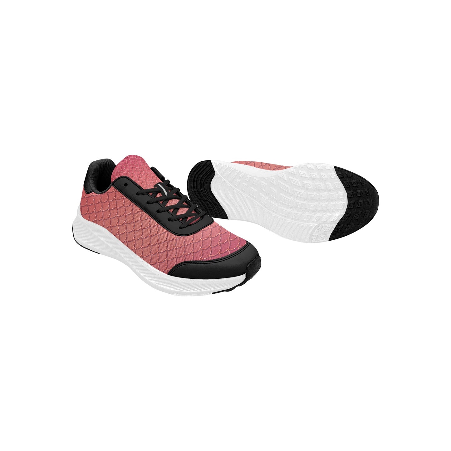 Magenta Gold Scallops Print Women's Mudguard Running Shoes Athletic
