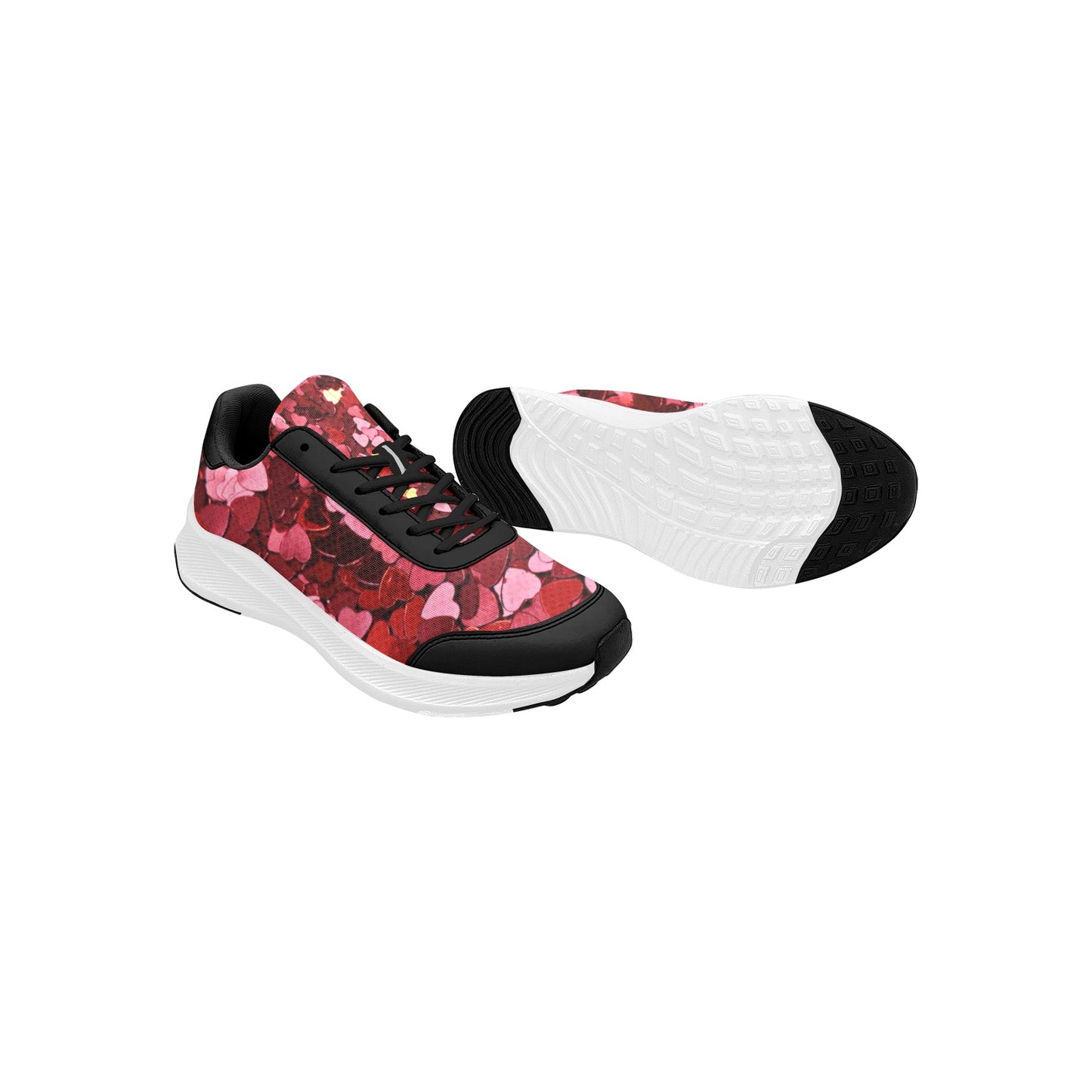 Women's Mudguard Running Shoes Red to Pink Hearts Athletic Footwear