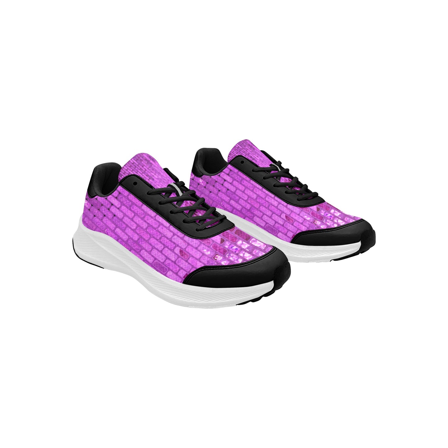 Hot Pink Bricks Print Women's Mudguard Running Shoes Athletic Wear
