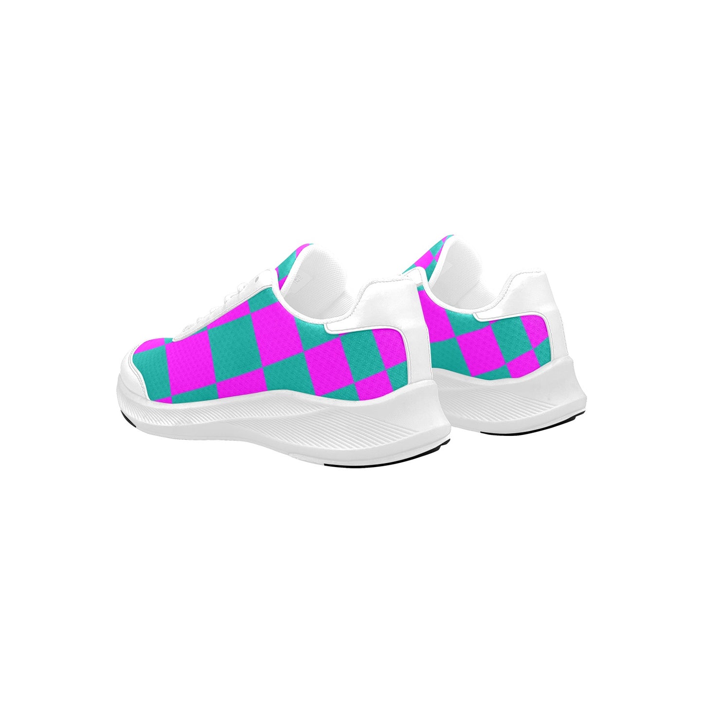 Women's Vibrant Pink Green Squared Mudguard Running Shoes Athletic