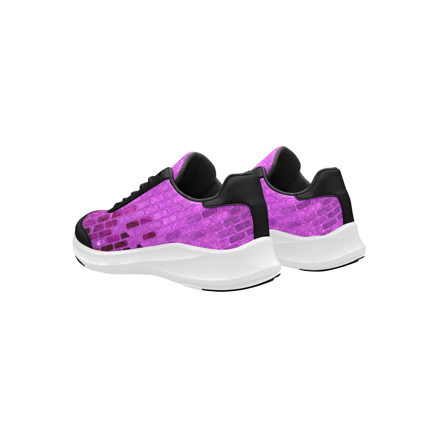 Hot Pink Bricks Print Women's Mudguard Running Shoes Athletic Wear