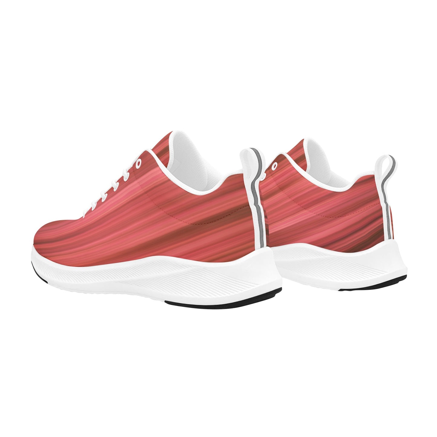 Women's Red Amber Striped Running Shoes Athletic Sneakers Footwear