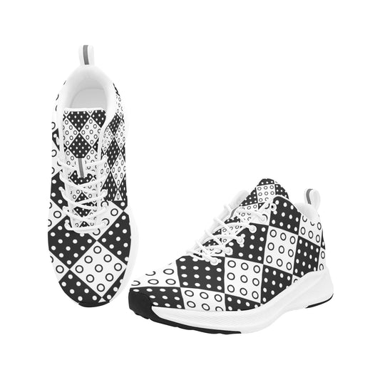Black White Dotted Squares Women's Running Shoes Athletic Footwear