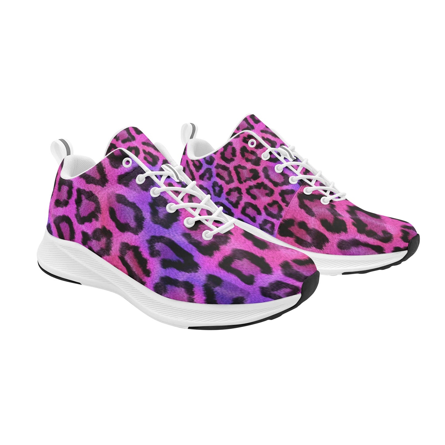 Pink Black Leopard Skin Print Women's Running Shoes Athletic Footwear